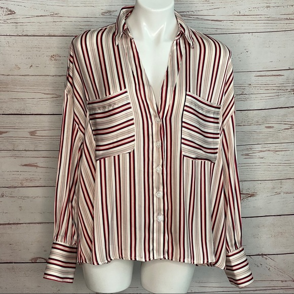 Free People Tops - Free People Striped Front Pockets Long Sleeve Top